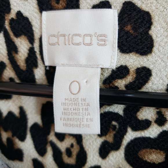 Chicos Womens Top Sz 0 US Small Brown Animal Print Long Sleeve - Picture 5 of 6